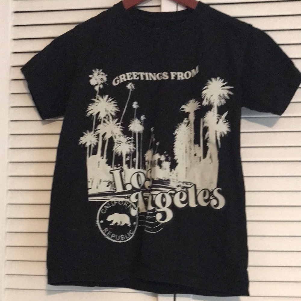 Rebellious One Black 'Greetings from Los Angeles' Kids T-Shirt. SZ XS